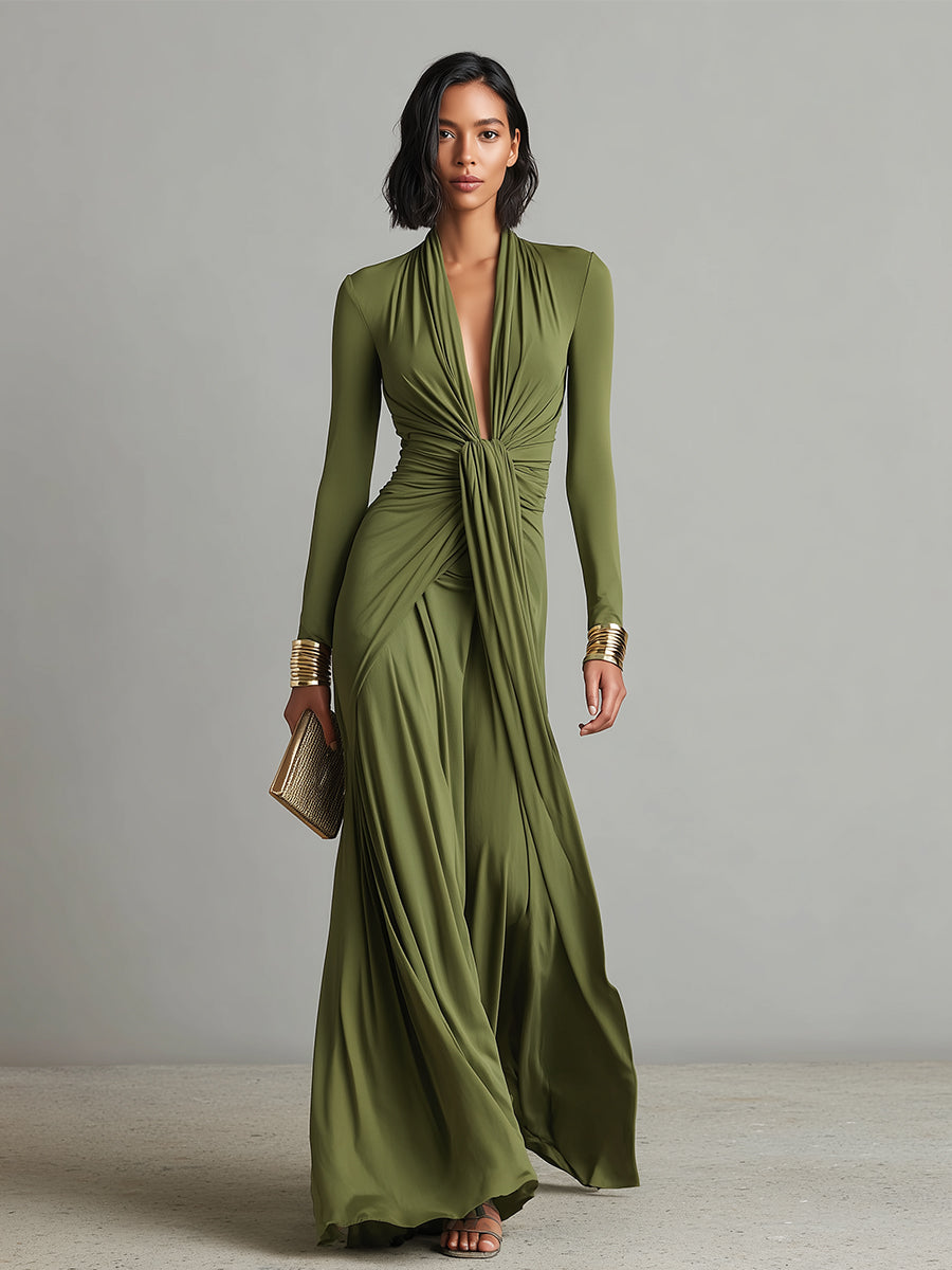 Evelyn™ - Glamourous Silk Maxi Dress