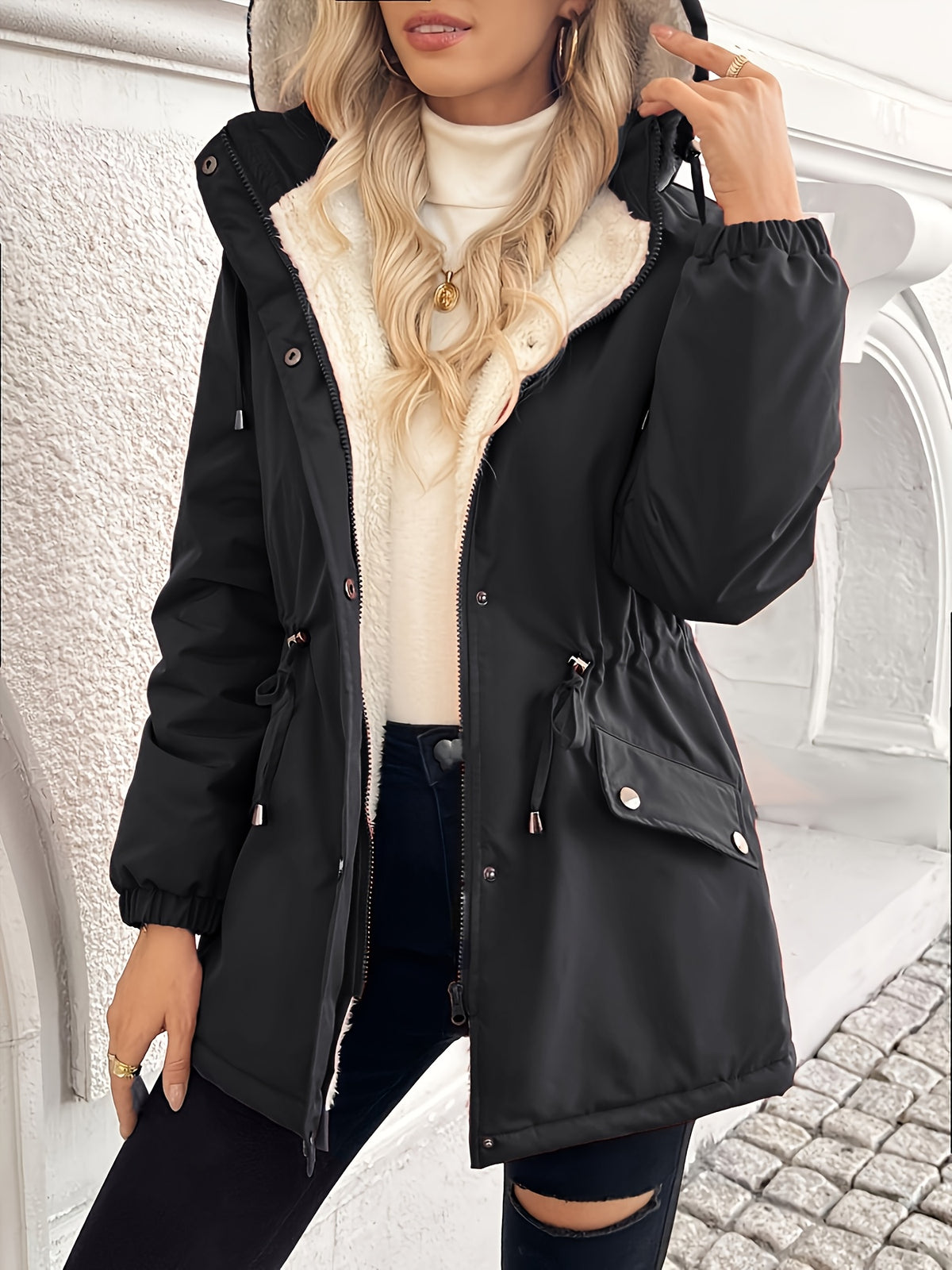 Nora | Fleece-Lined Hooded Winter Jacket
