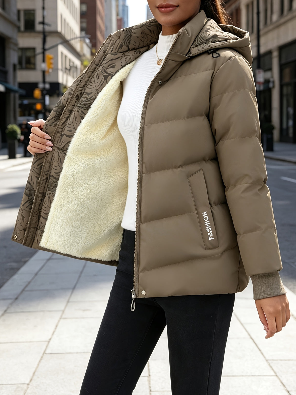 Elise™ – Fleece-Lined Hooded Puffer Jacket