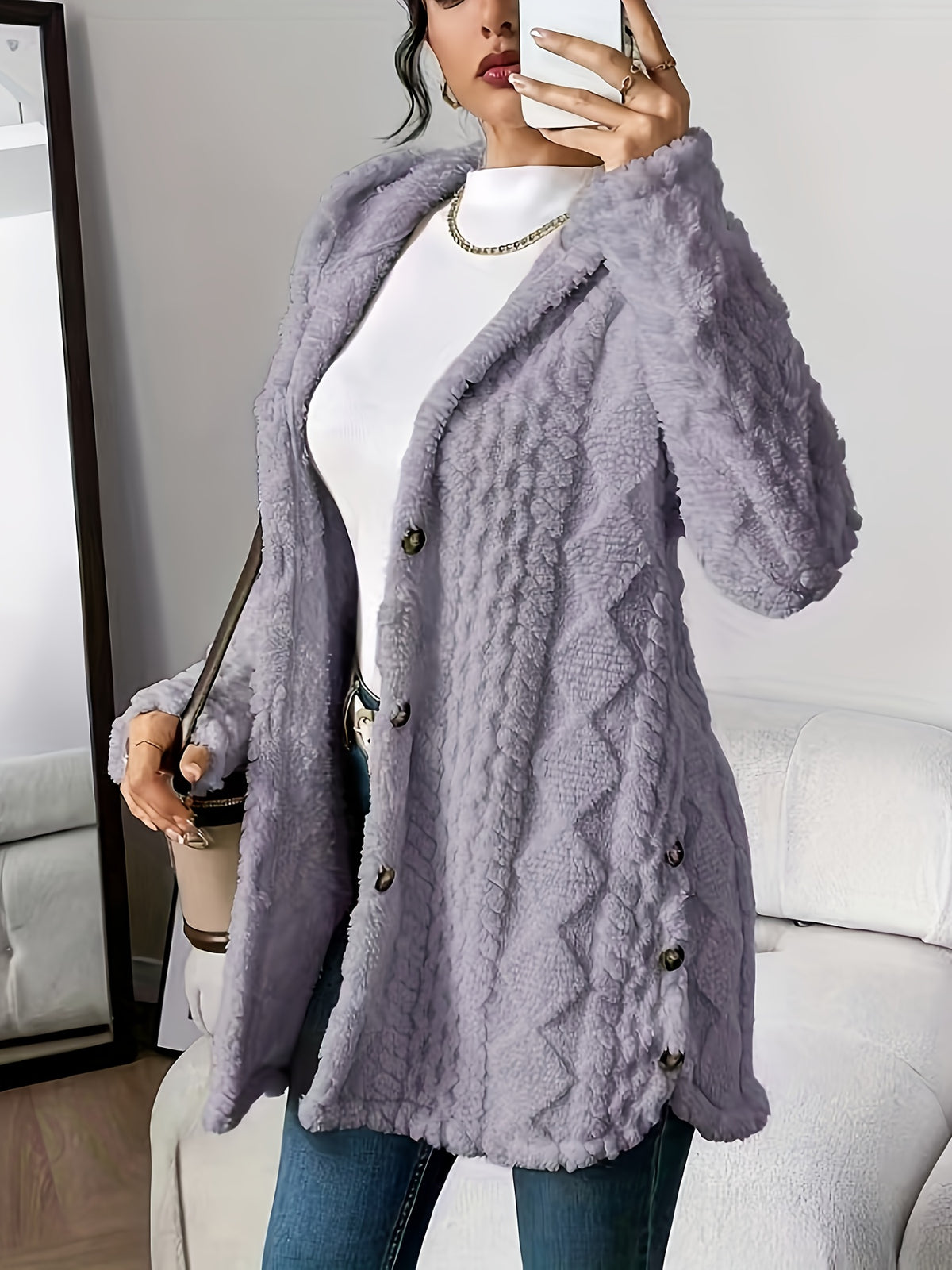 Margaux™ Jacquard Plush Hooded Cardigan