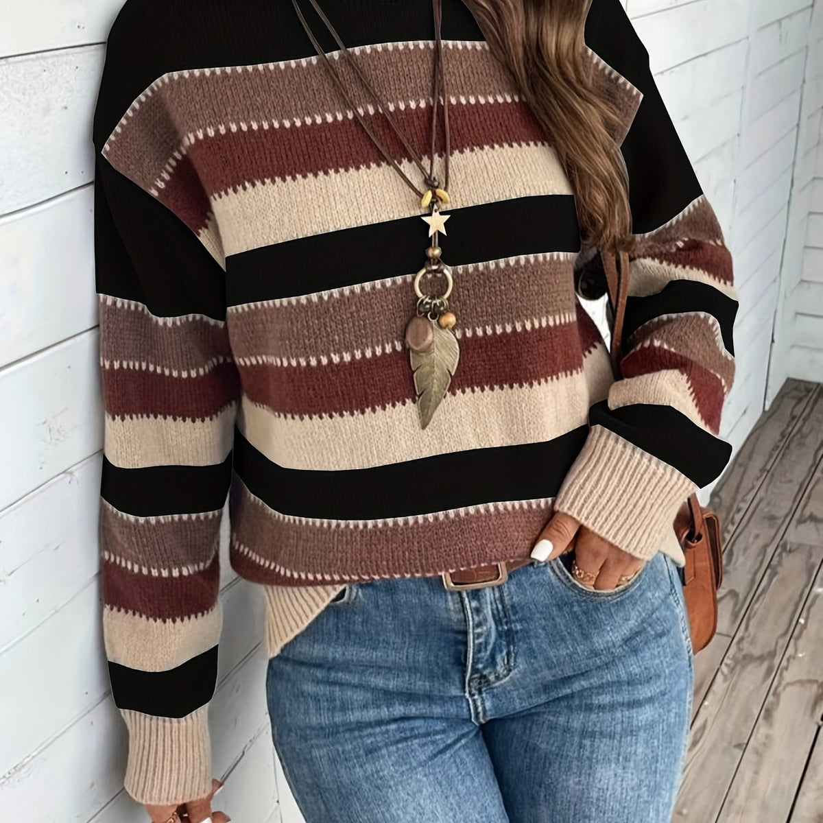 Margot | Vintage Striped Round Neck Sweater