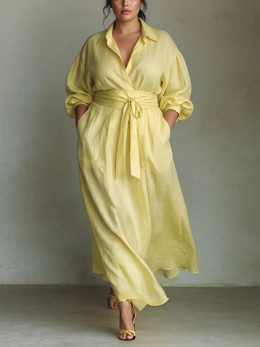 Anisha™ - Summer Linen Maxi Shirt Dress