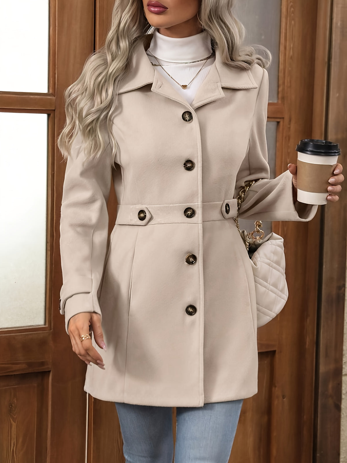Perrine™ Waist-Cinched Mid-Length Coat