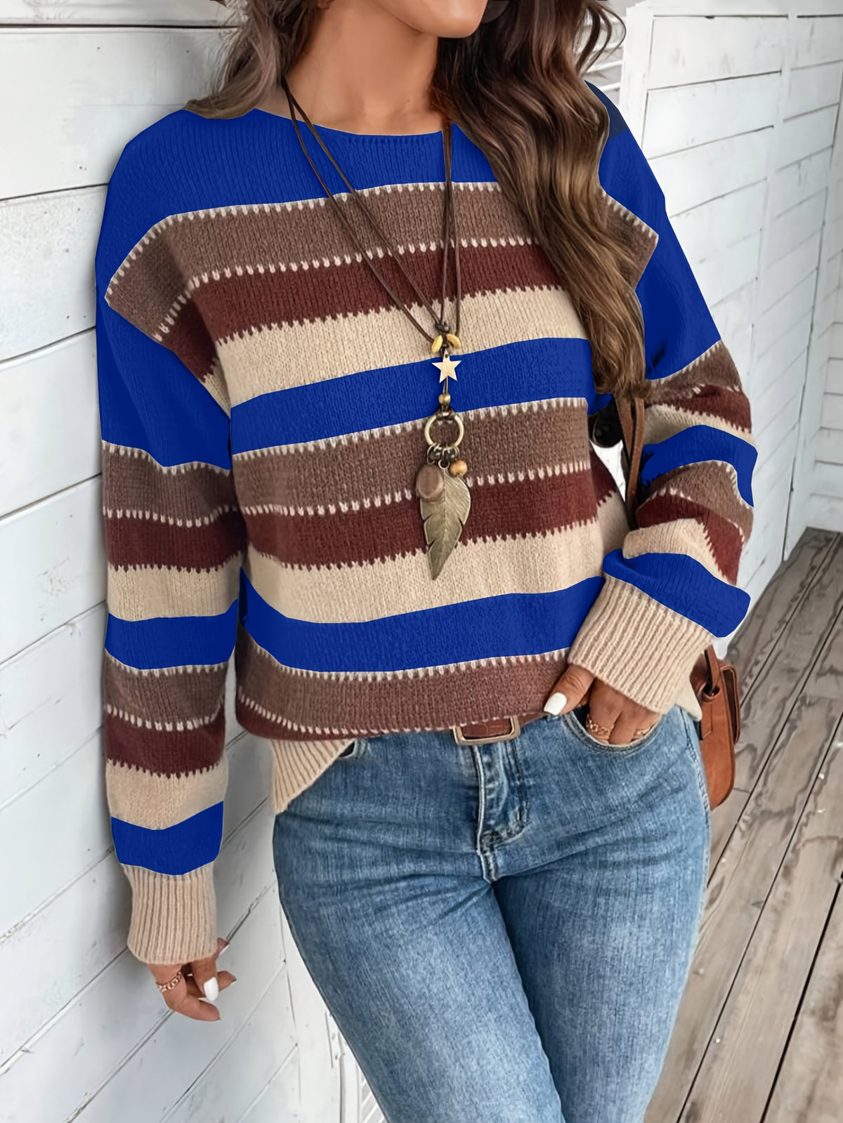 Margot | Vintage Striped Round Neck Sweater