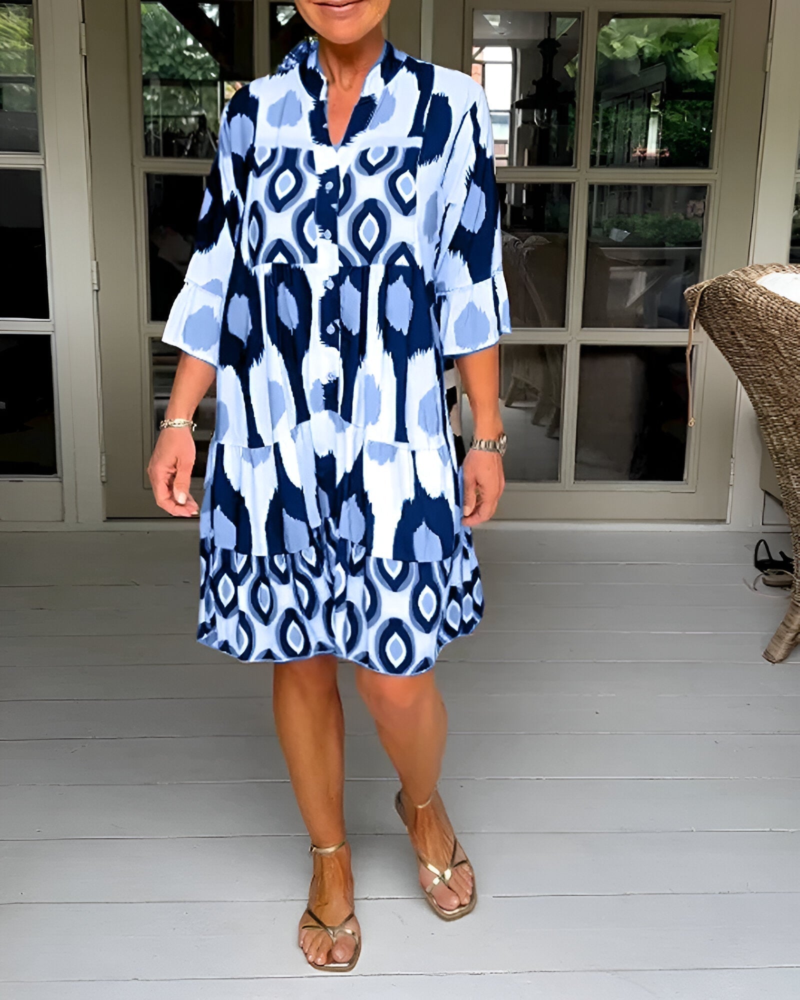 PARKER | Geometric Tiered Midi Dress for Bold Boho Style