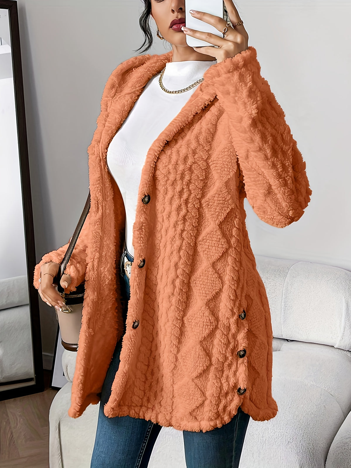 Margaux™ Jacquard Plush Hooded Cardigan