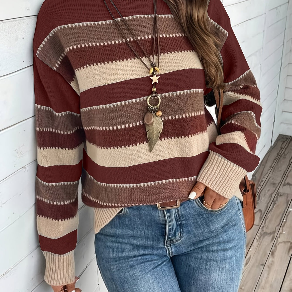 Margot | Vintage Striped Round Neck Sweater