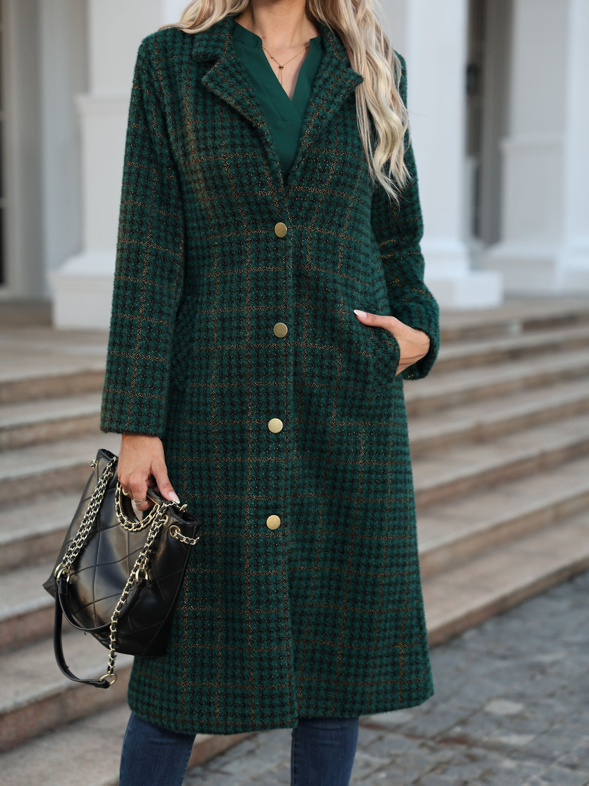Marguerite™ Green Tweed Check Coat
