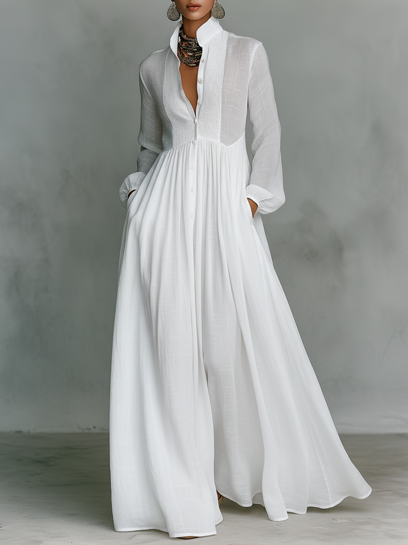 Gloria™ - Linen Patchwork Maxi Dress