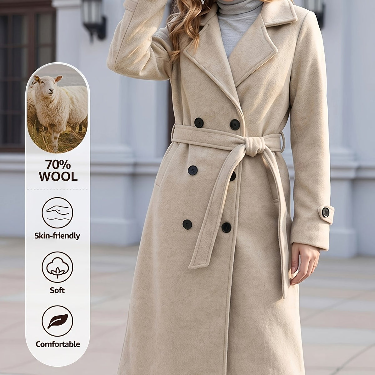 Océane™ Belted Double-Breasted Coat