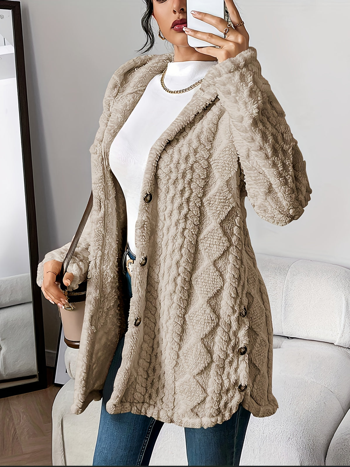 Margaux™ Jacquard Plush Hooded Cardigan