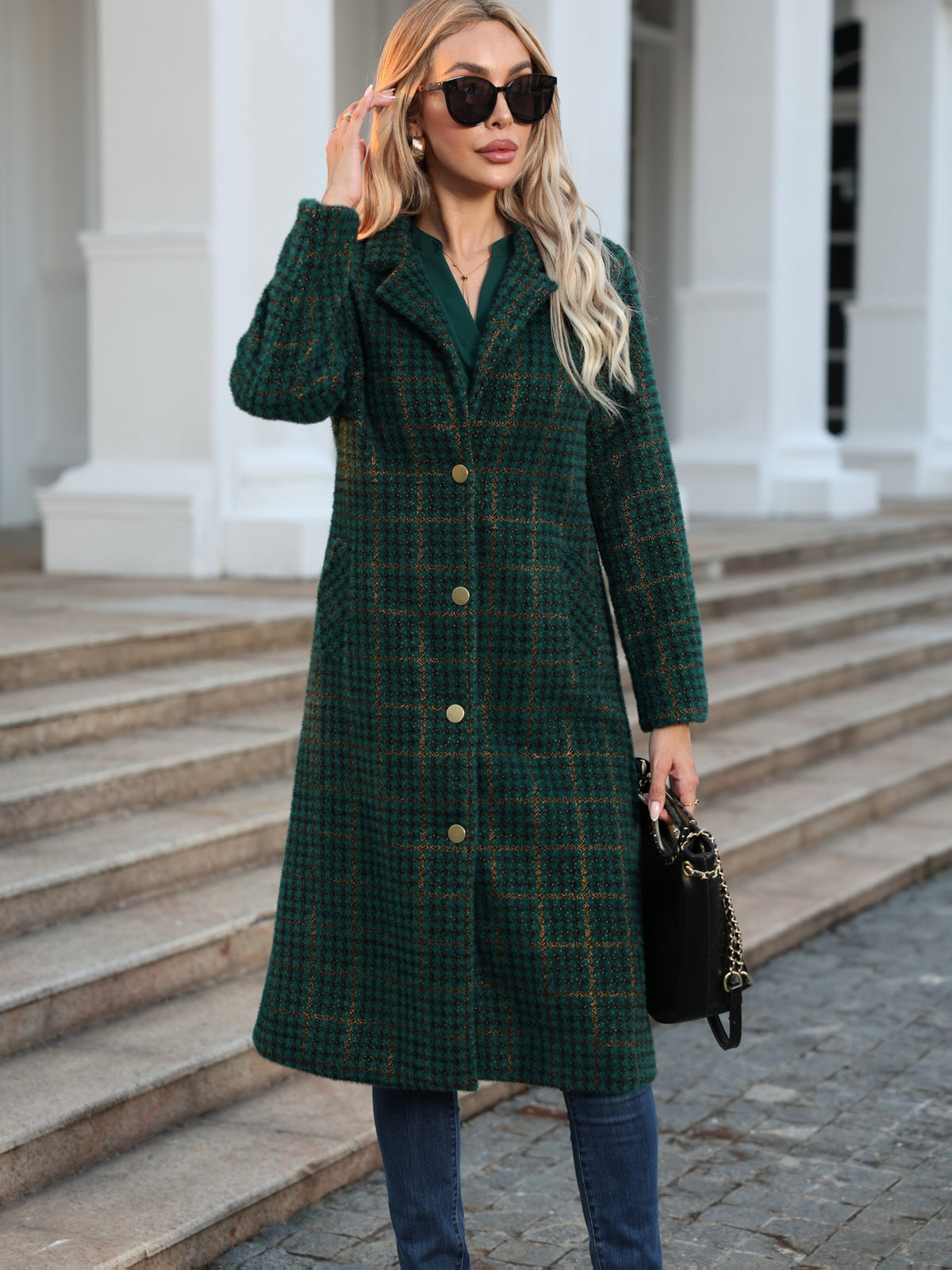 Marguerite™ Green Tweed Check Coat