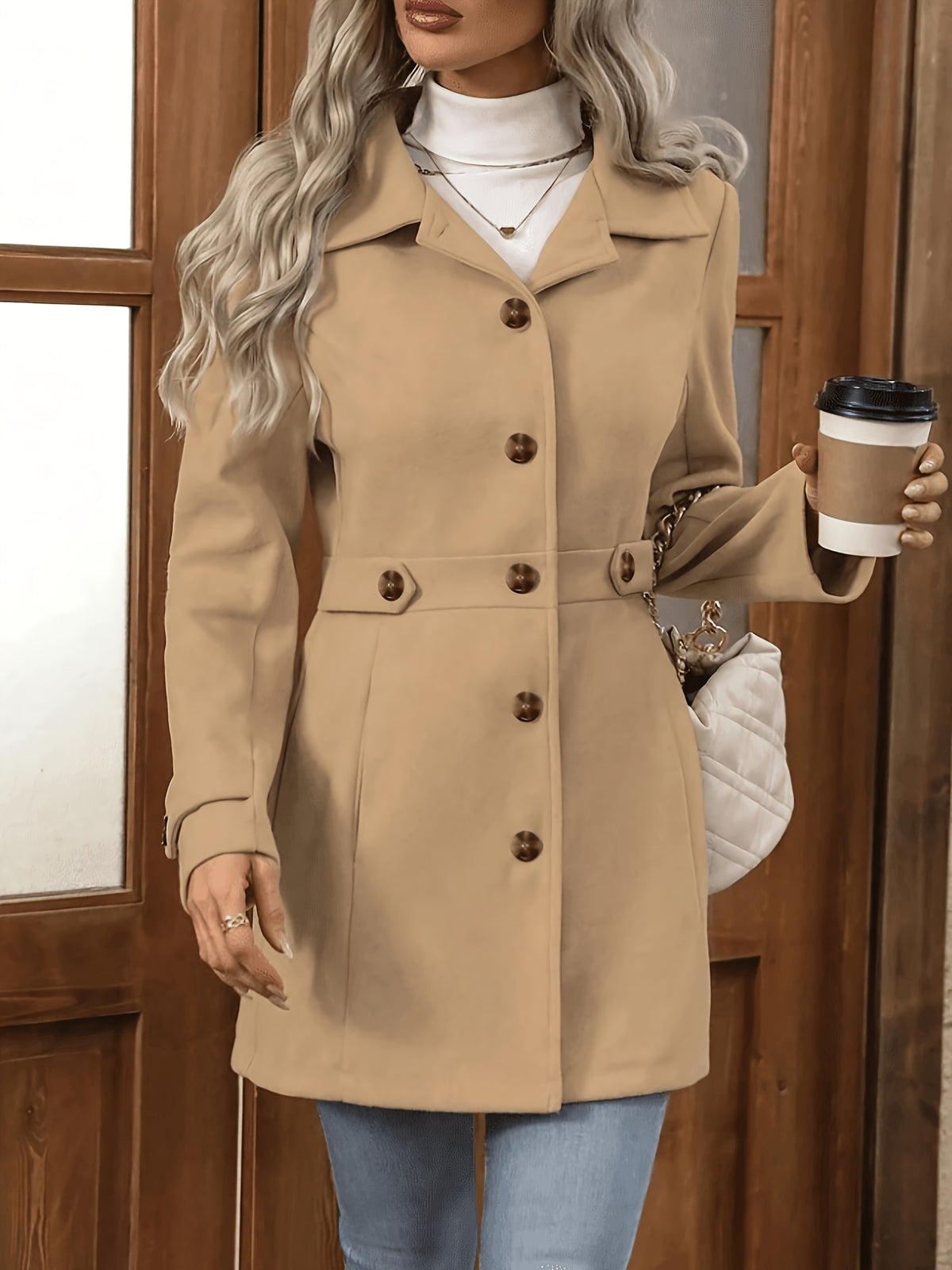 Perrine™ Waist-Cinched Mid-Length Coat
