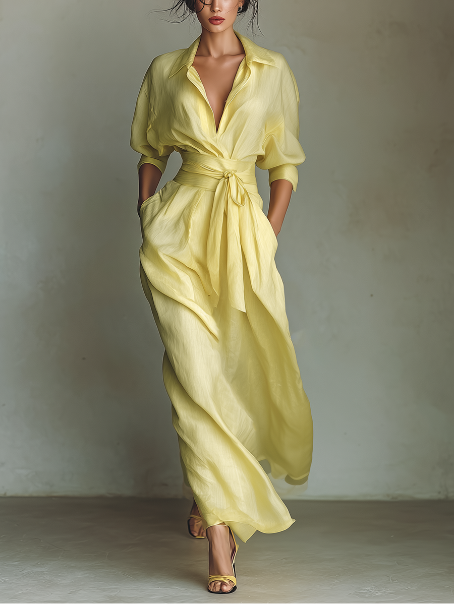 Anisha™ - Summer Linen Maxi Shirt Dress