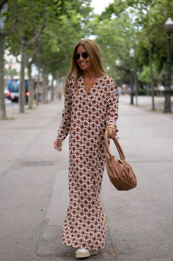 GABRIELLA | Long Dress with Geometric Print and Elegant Cut for Any Occasion