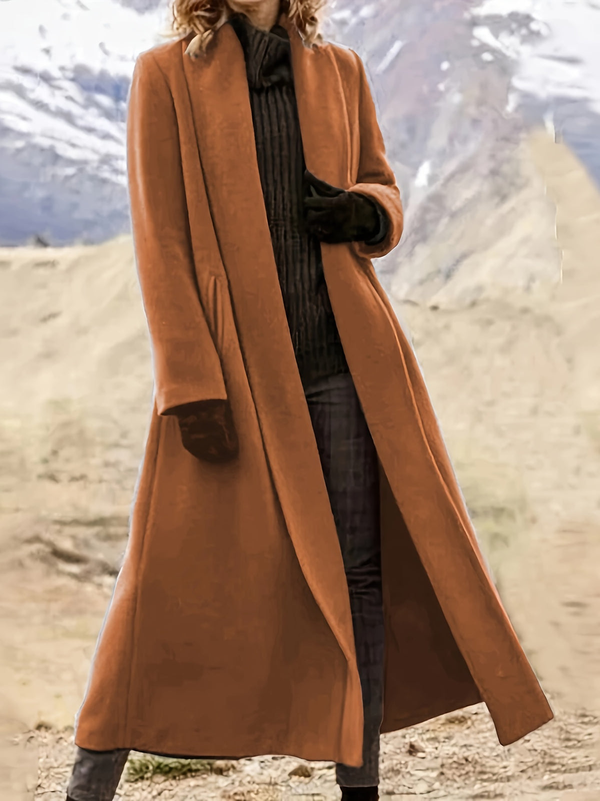 Florence – Long Open-Front Wrap Coat in Forest Green