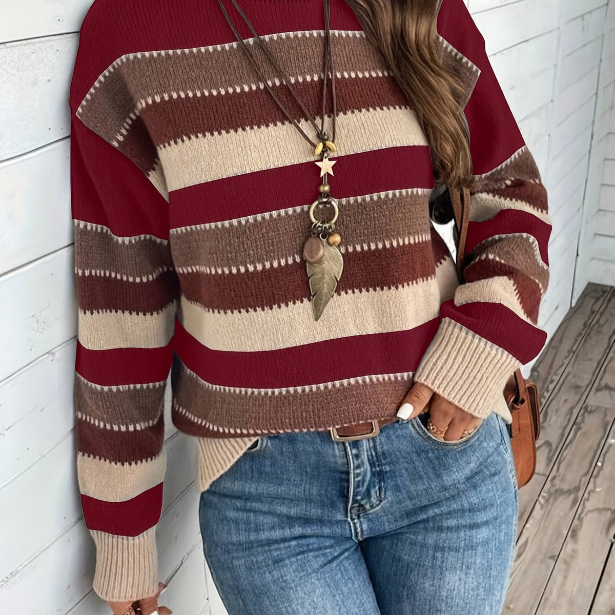 Margot | Vintage Striped Round Neck Sweater