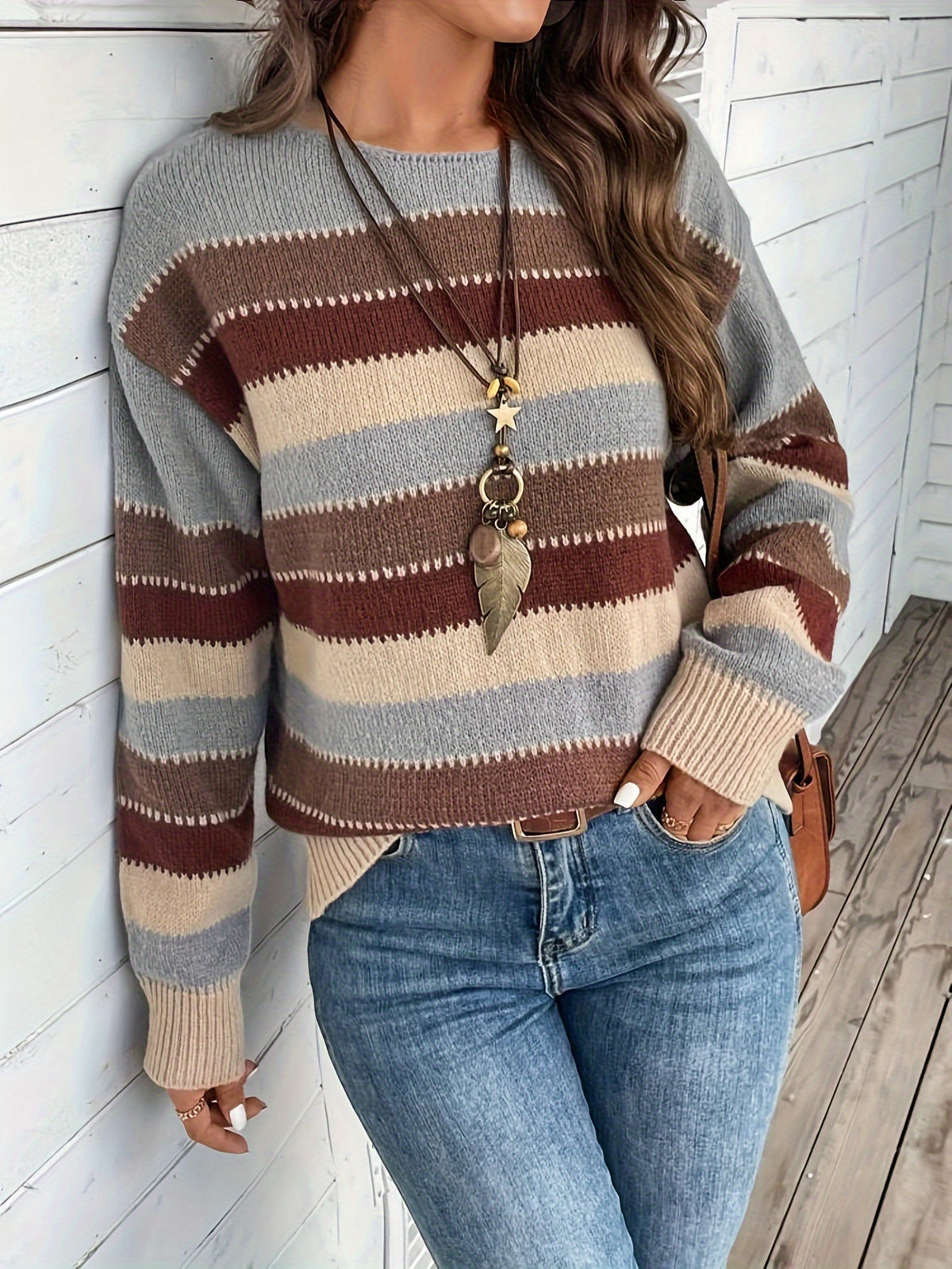 Margot | Vintage Striped Round Neck Sweater