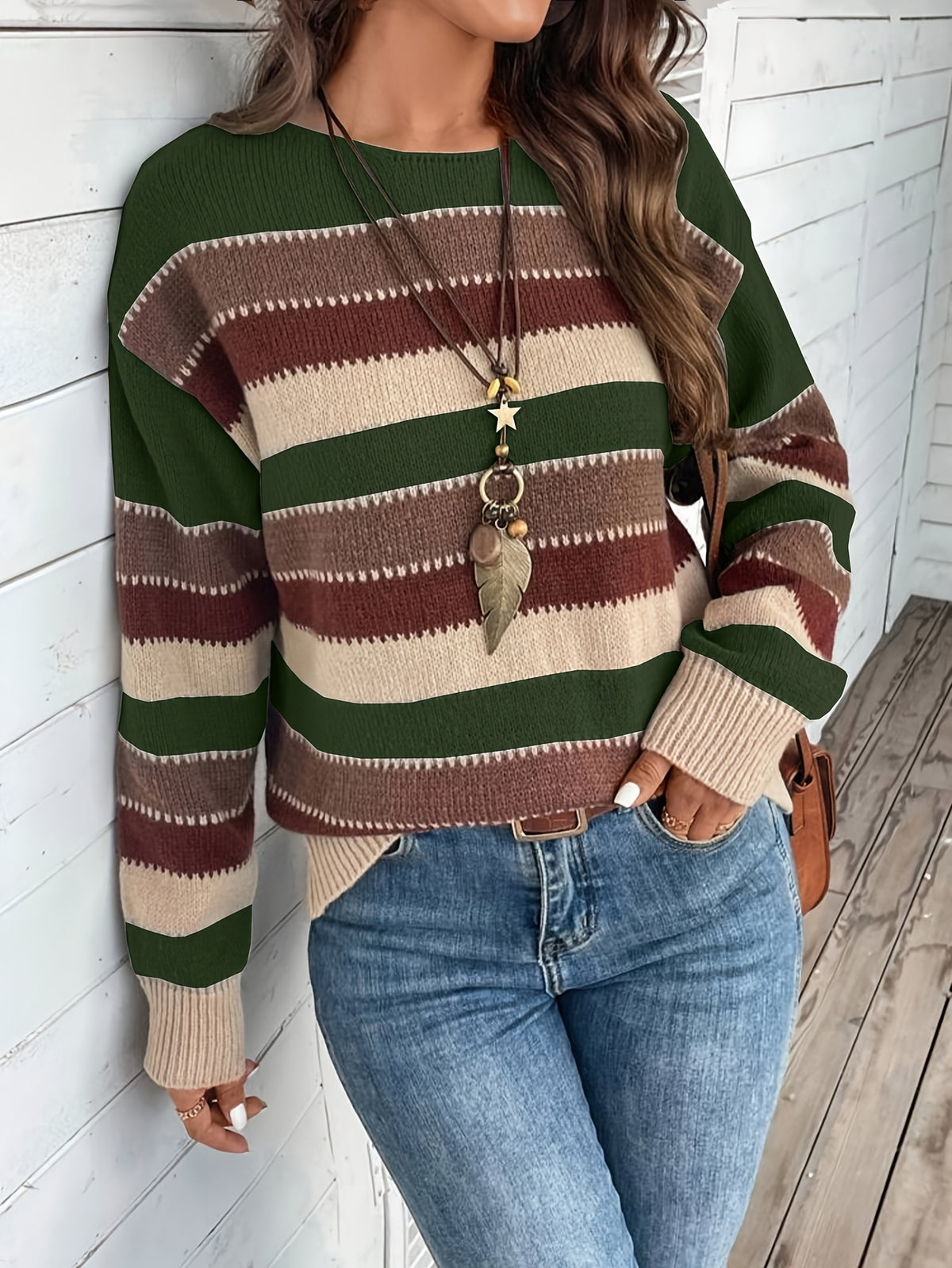 Margot | Vintage Striped Round Neck Sweater