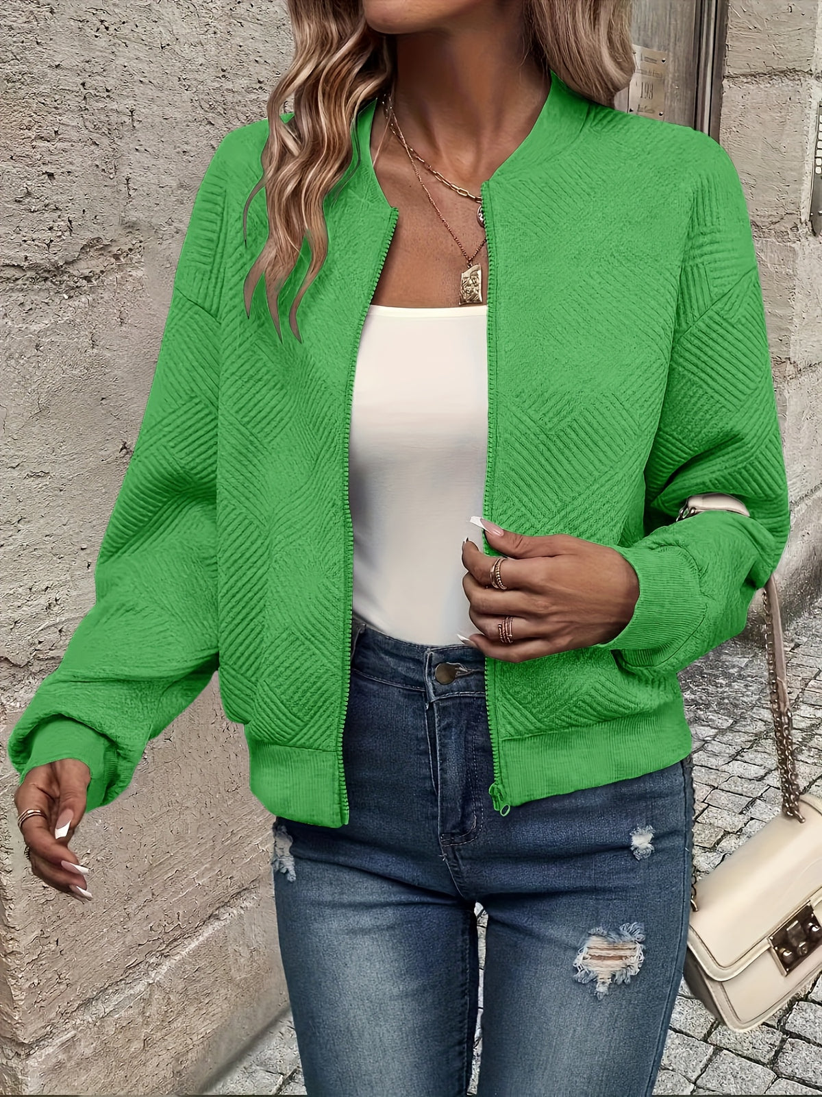 Élise™ Textured Zip Cardigan Jacket