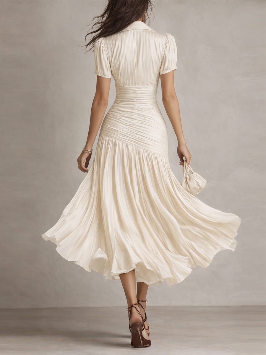 Norma™ - Retro Striped Satin Midi Dress