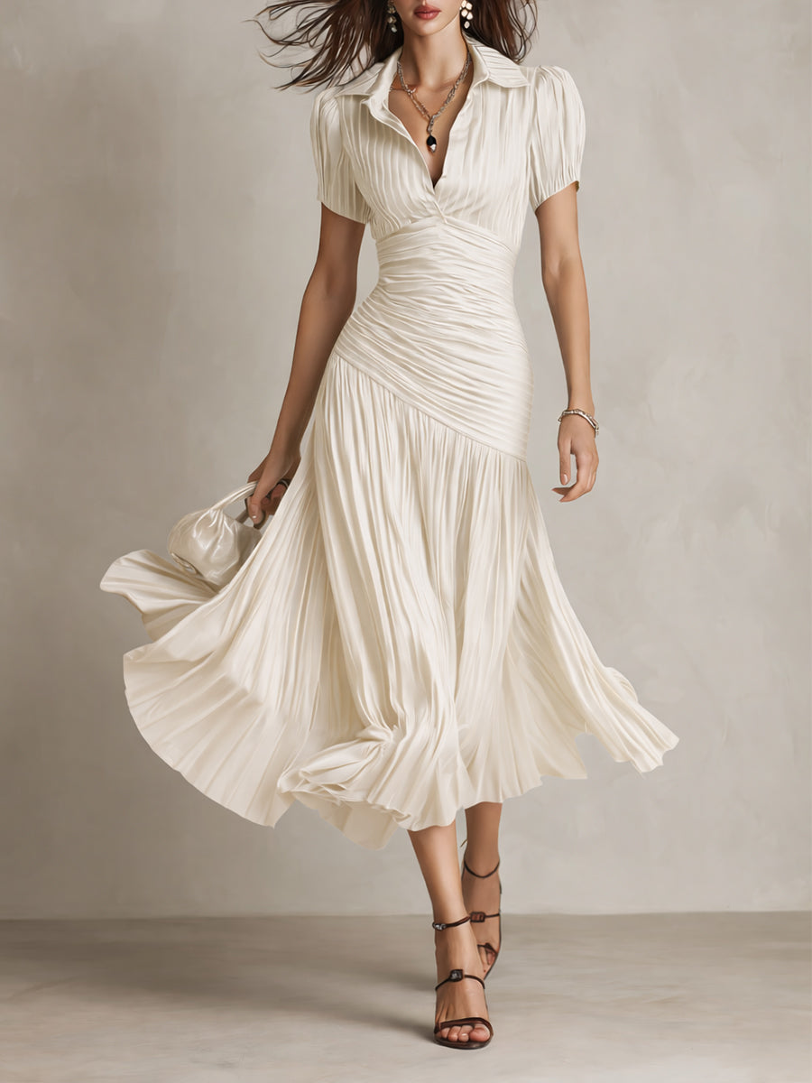 Norma™ - Retro Striped Satin Midi Dress