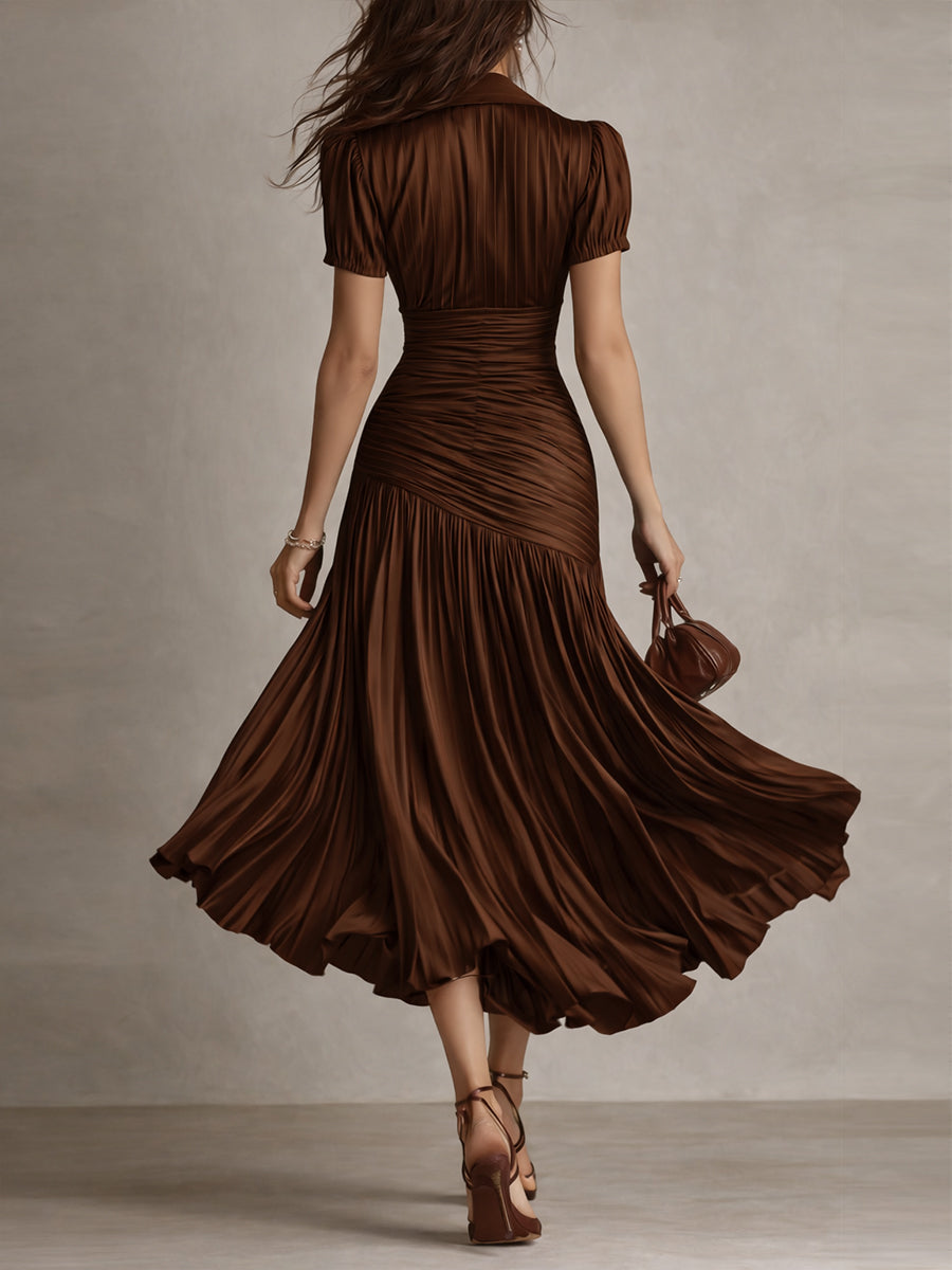 Norma™ - Retro Striped Satin Midi Dress