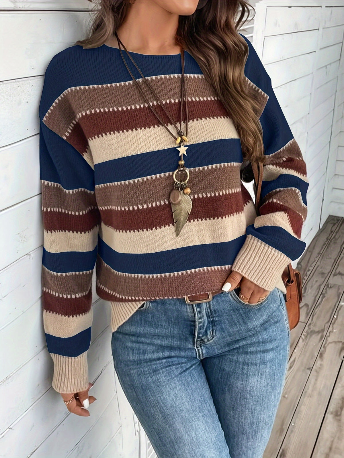 Margot | Vintage Striped Round Neck Sweater