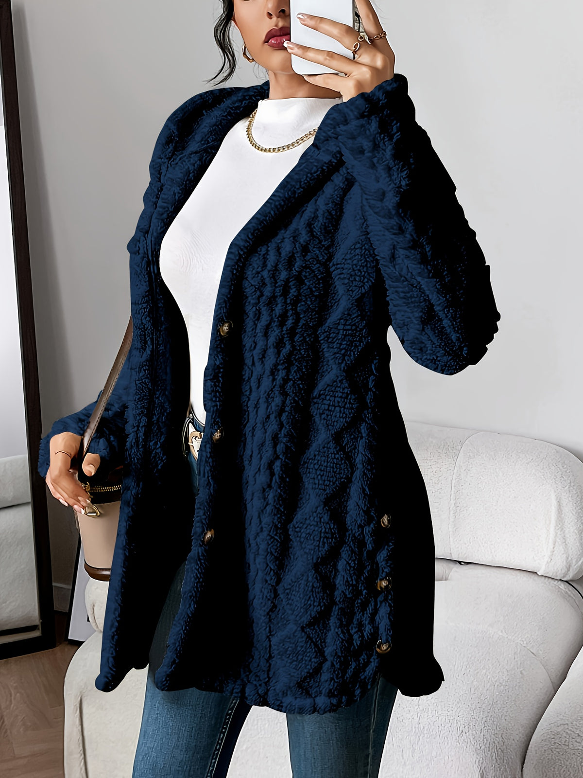 Margaux™ Jacquard Plush Hooded Cardigan