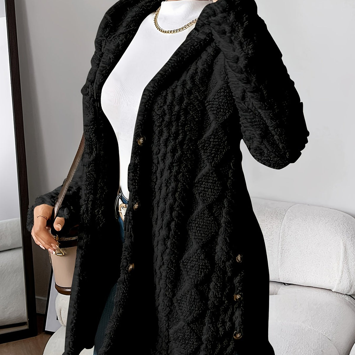 Margaux™ Jacquard Plush Hooded Cardigan