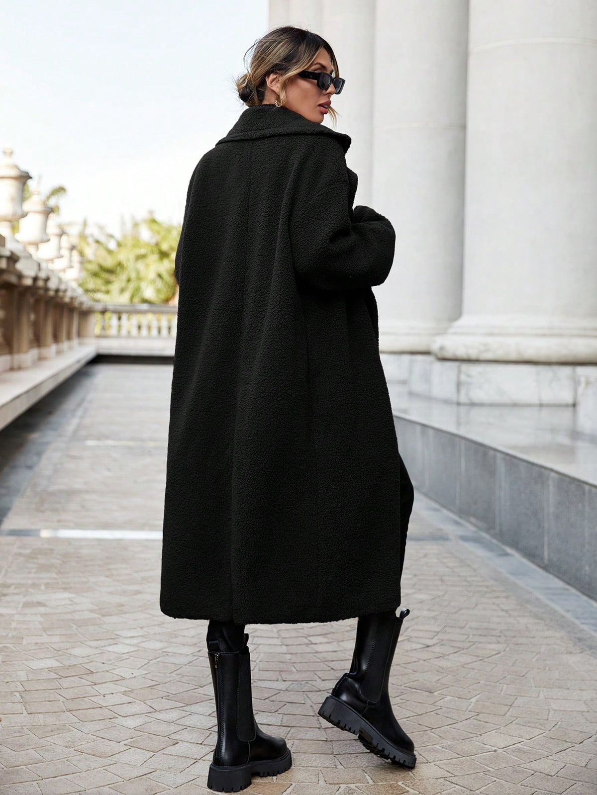 Ambre™ Long Teddy Coat with Lapel