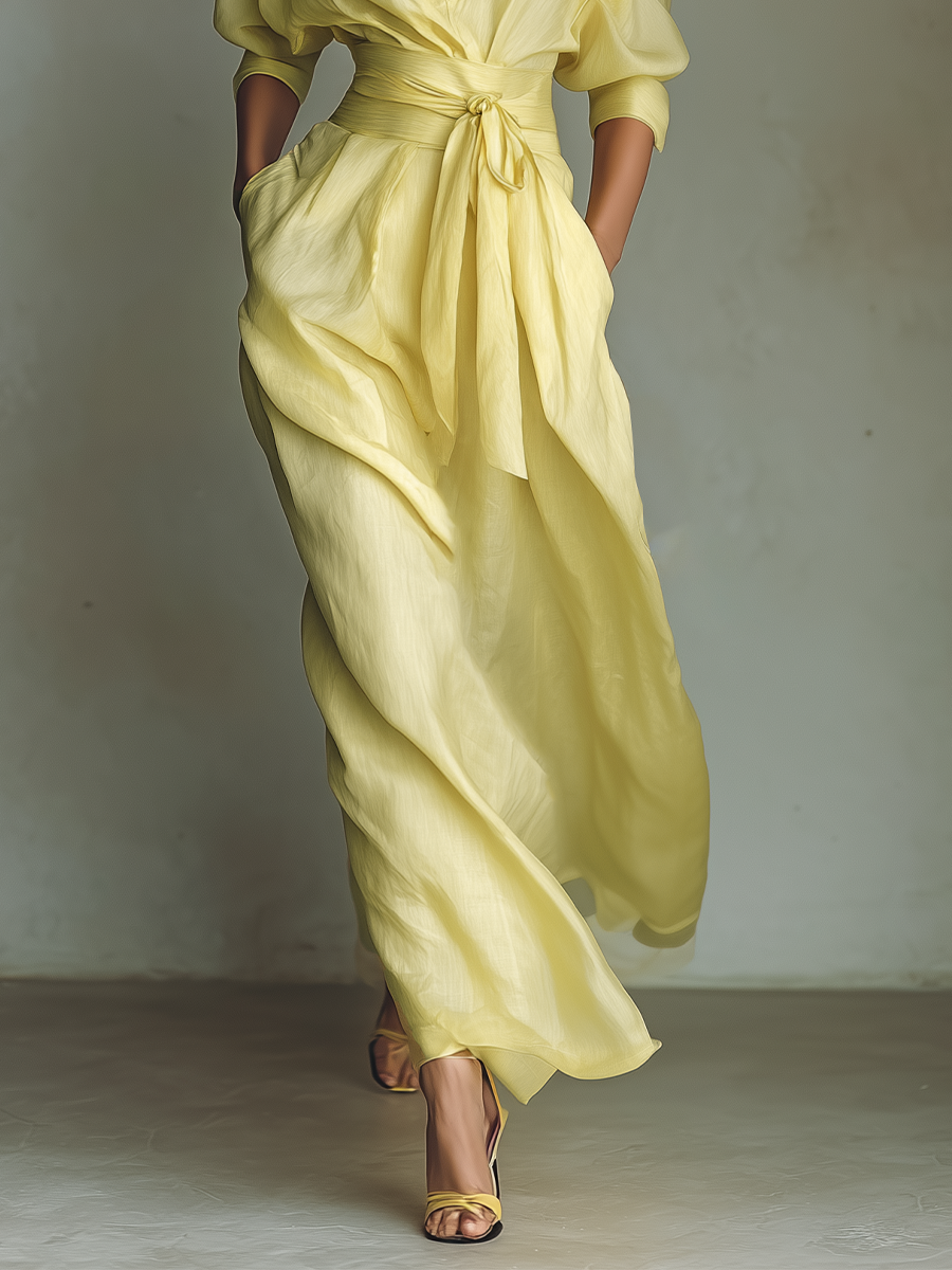 Anisha™ - Summer Linen Maxi Shirt Dress