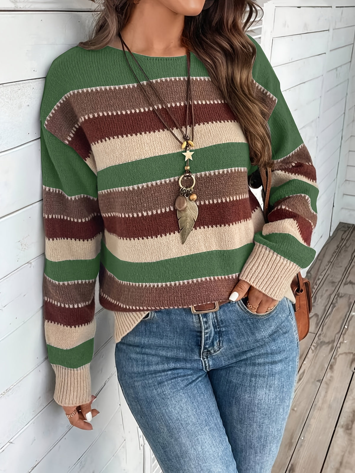 Margot | Vintage Striped Round Neck Sweater