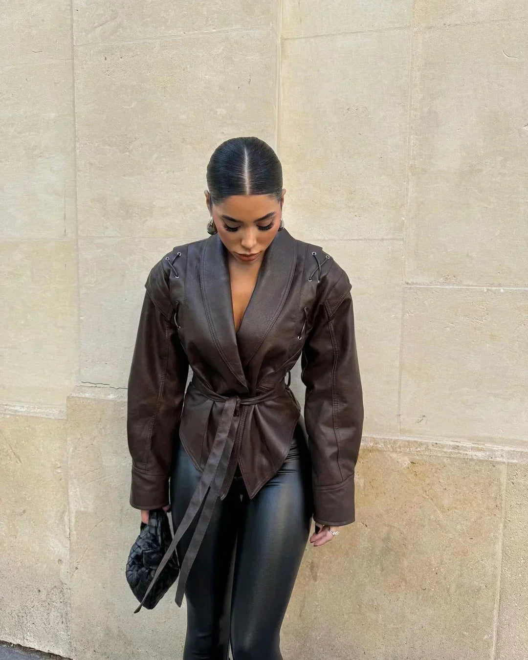 Women's Faux Leather Wrap Jacket