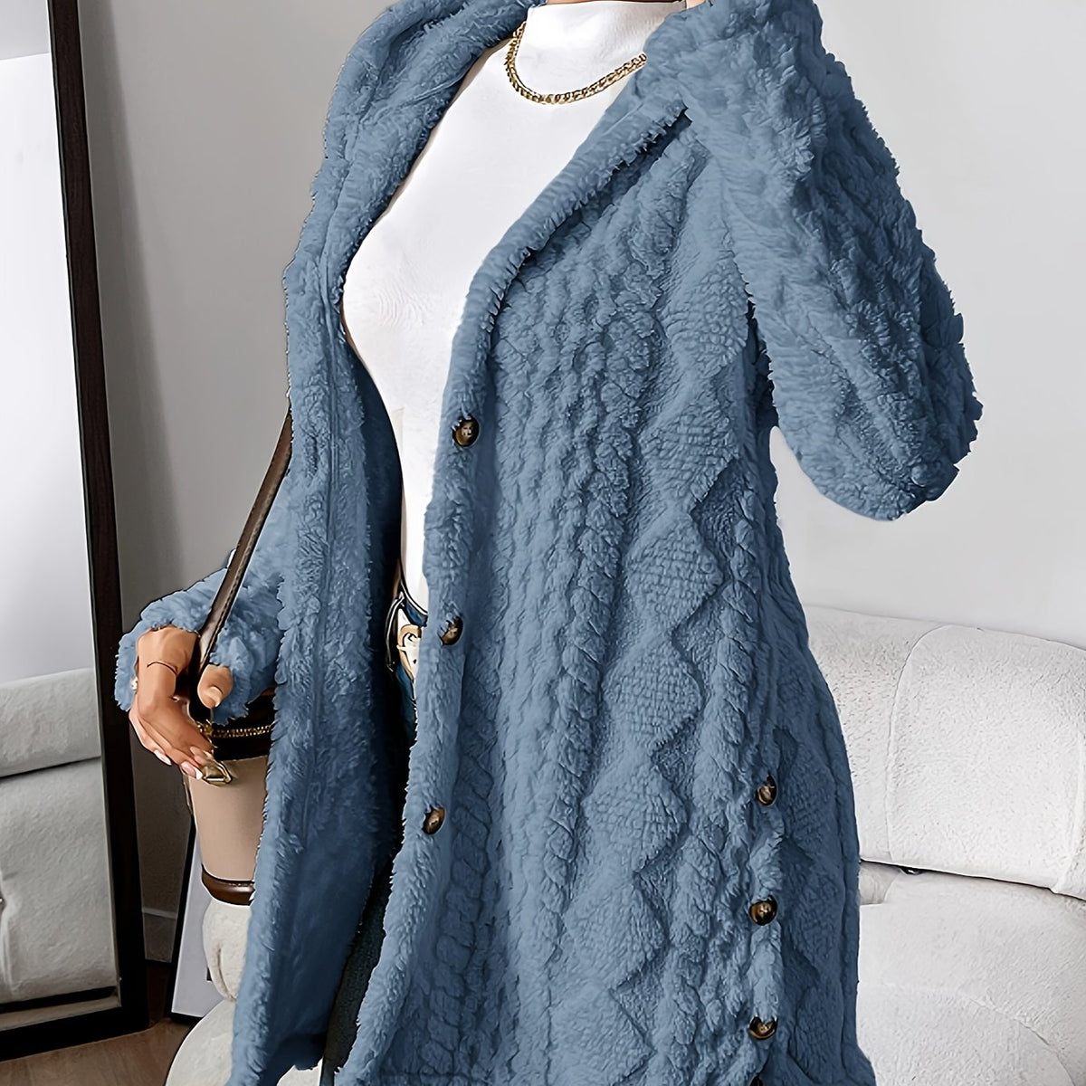 Margaux™ Jacquard Plush Hooded Cardigan