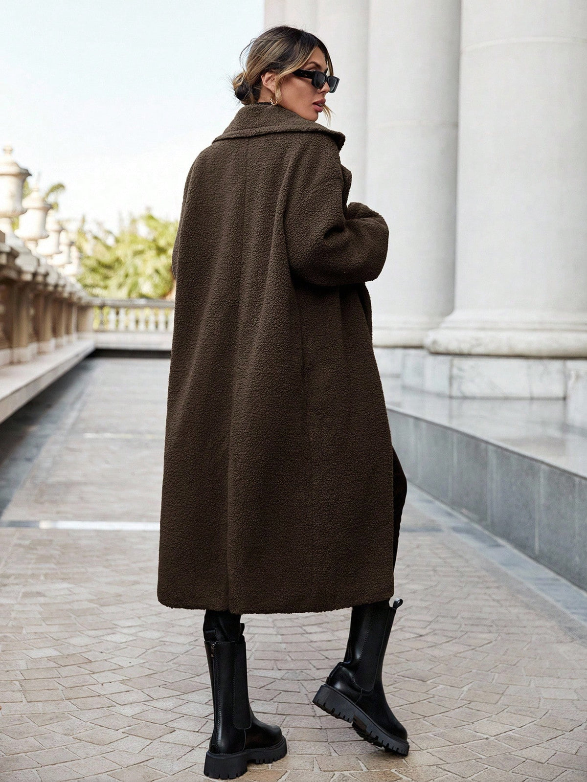 Ambre™ Long Teddy Coat with Lapel