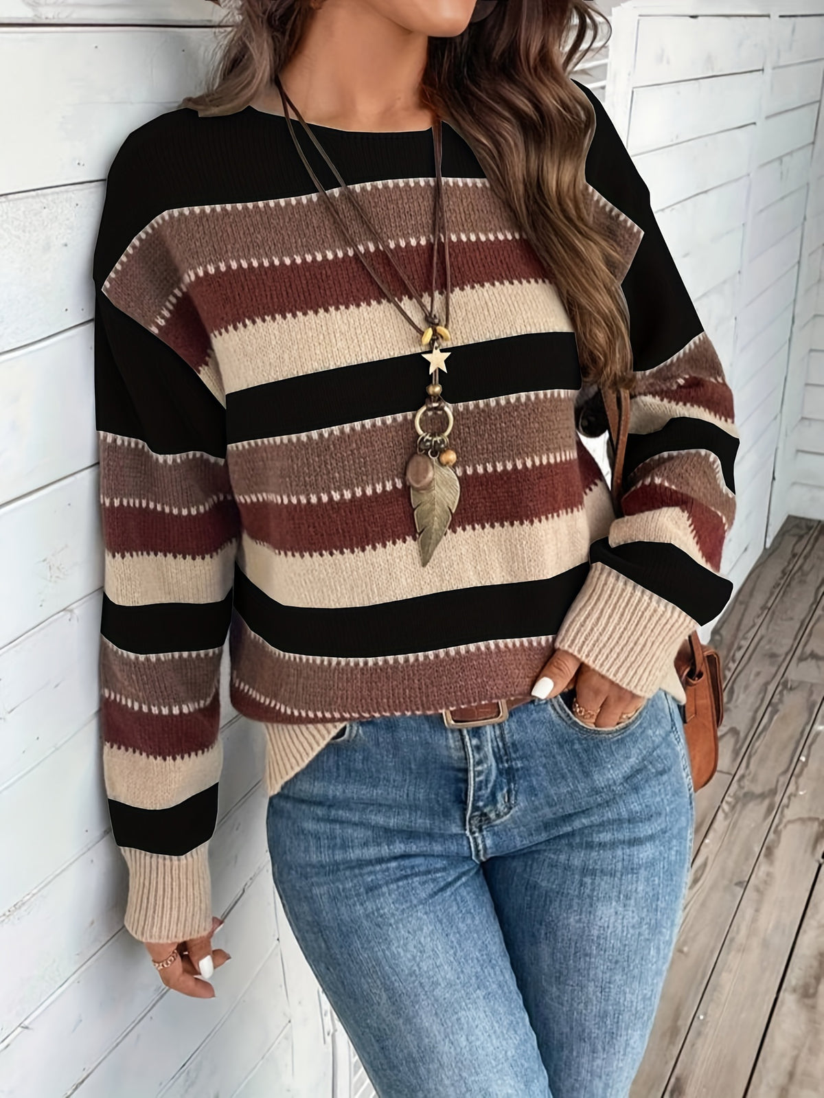 Margot | Vintage Striped Round Neck Sweater