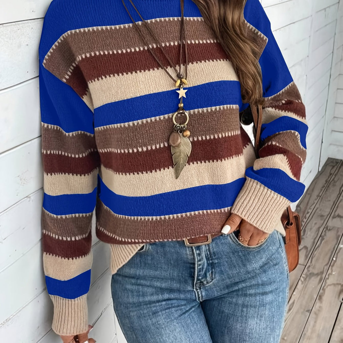 Margot | Vintage Striped Round Neck Sweater