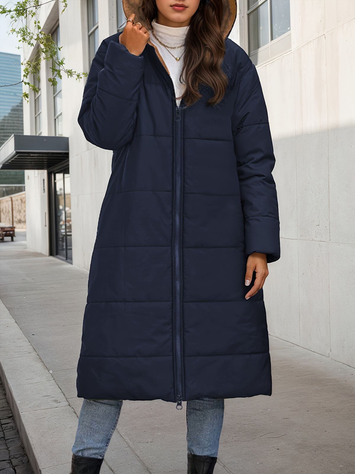 Colette™ – Plush Quilted Long Hooded Coat