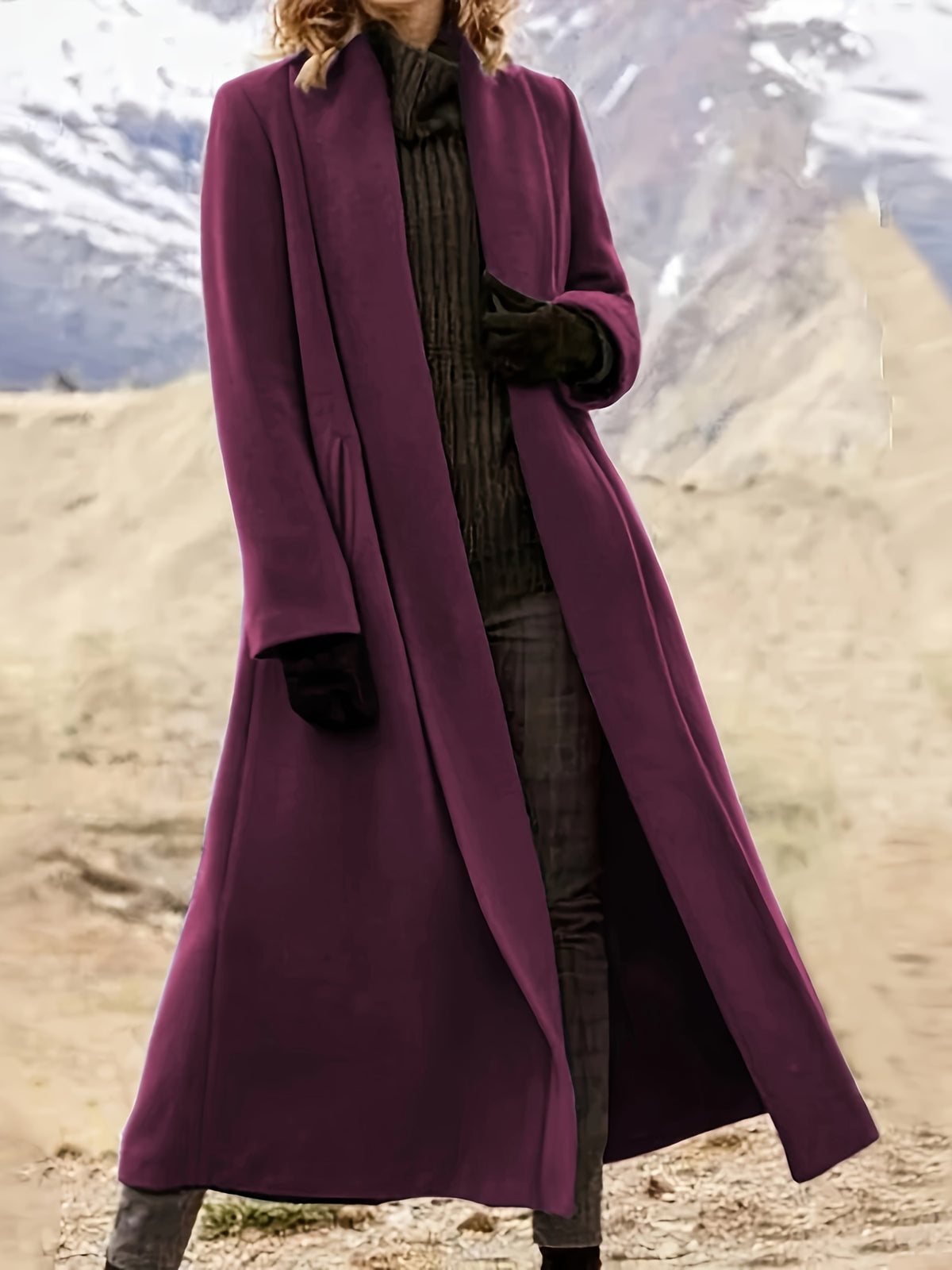 Florence – Long Open-Front Wrap Coat in Forest Green