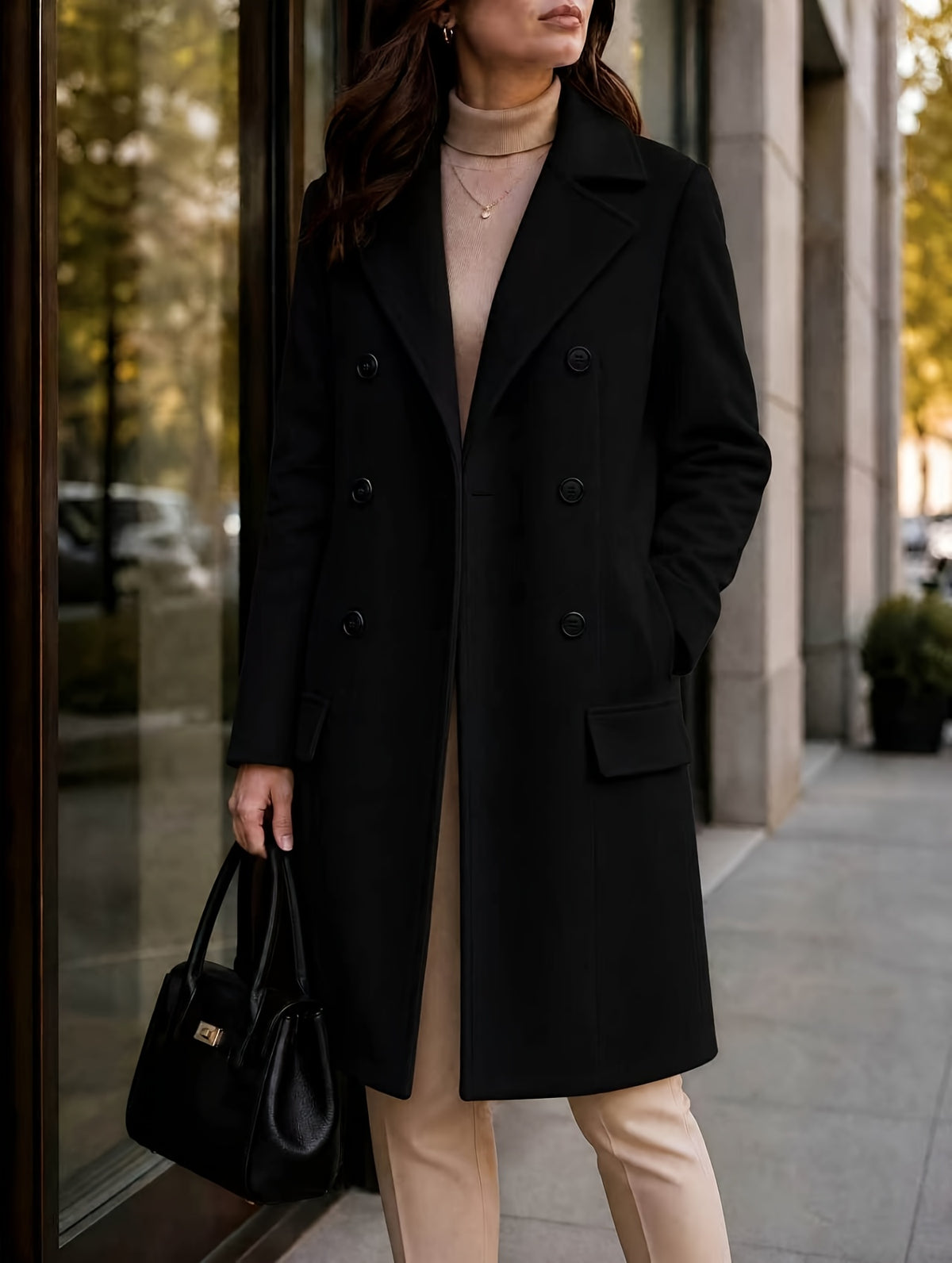 Amandine™ Long Double-Breasted Coat
