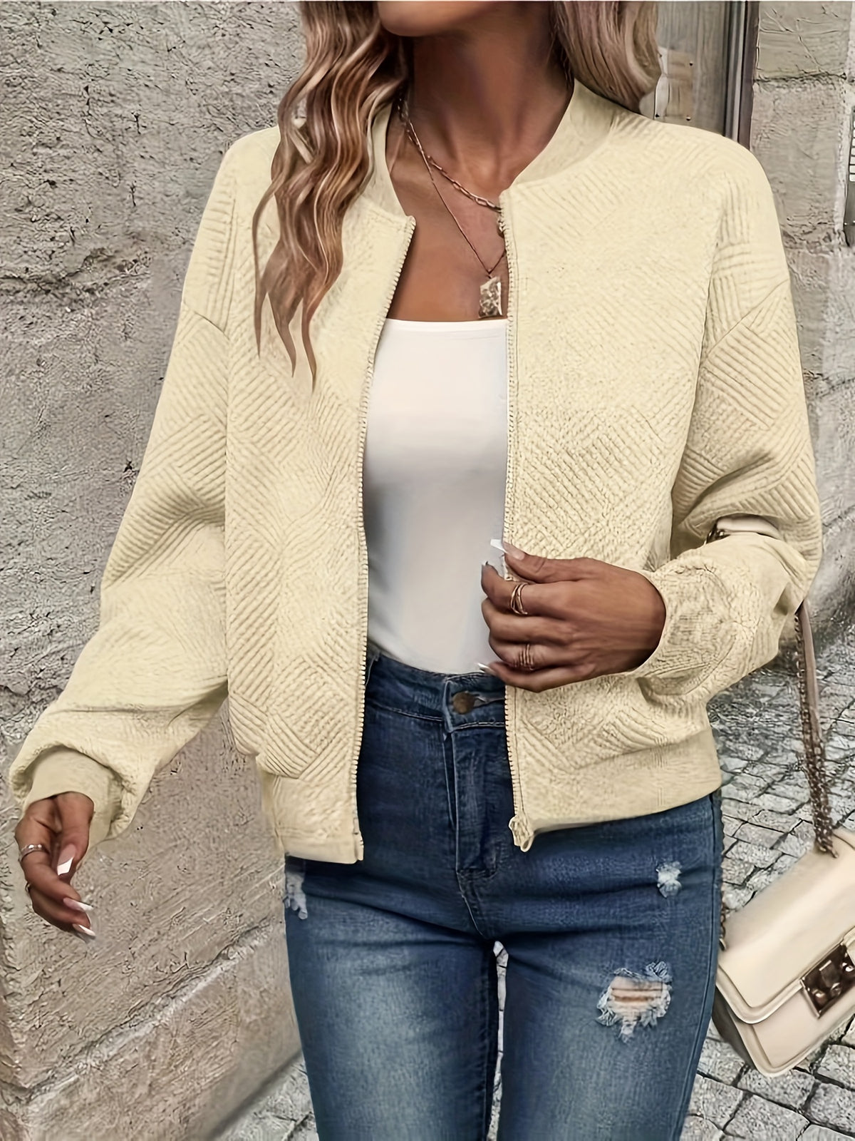 Élise™ Textured Zip Cardigan Jacket