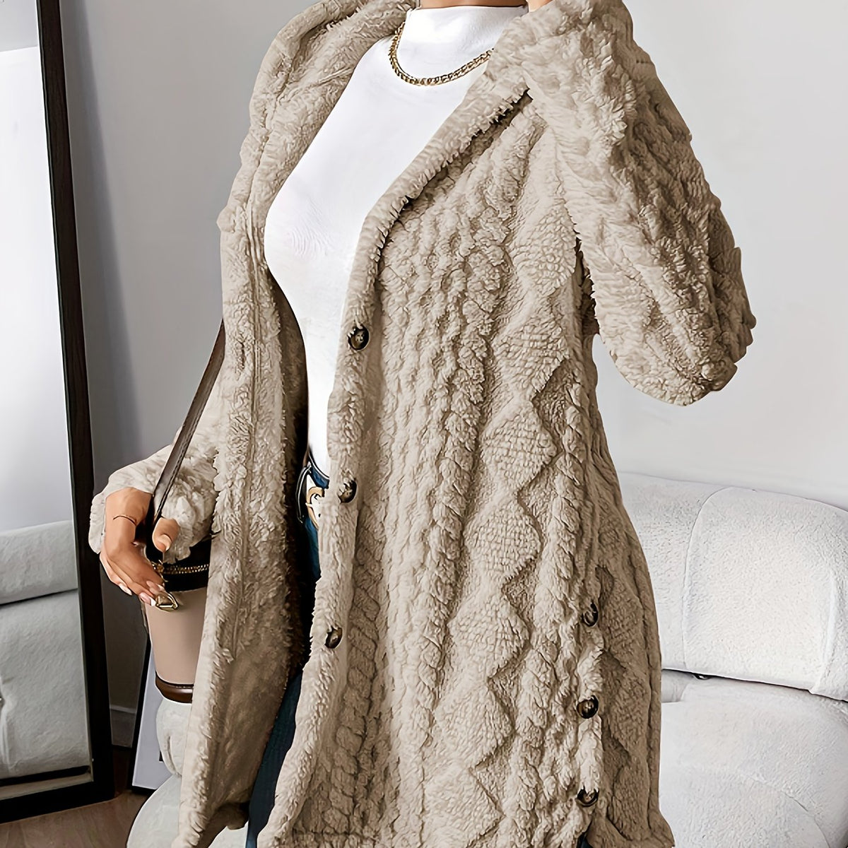 Margaux™ Jacquard Plush Hooded Cardigan
