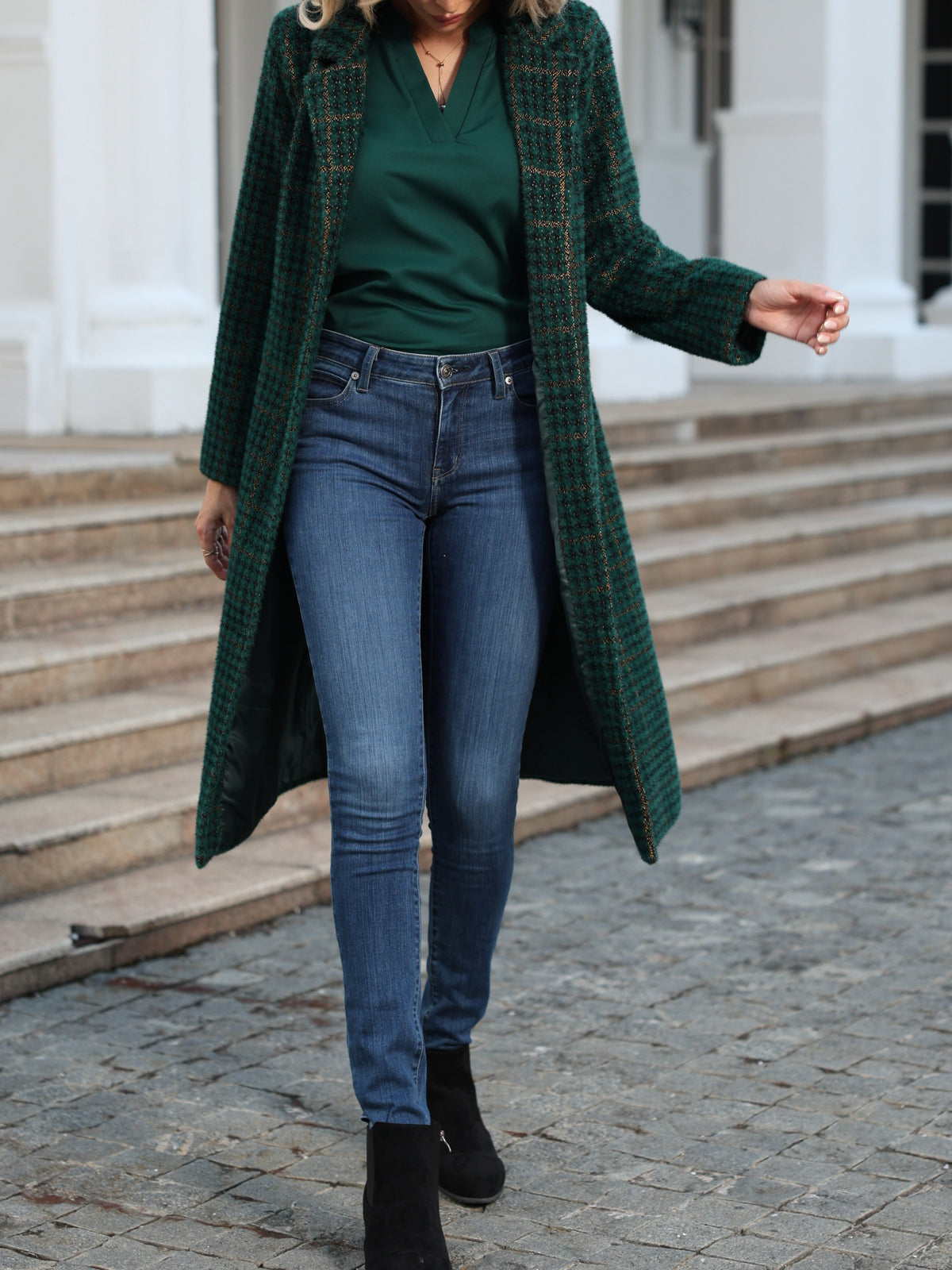 Marguerite™ Green Tweed Check Coat