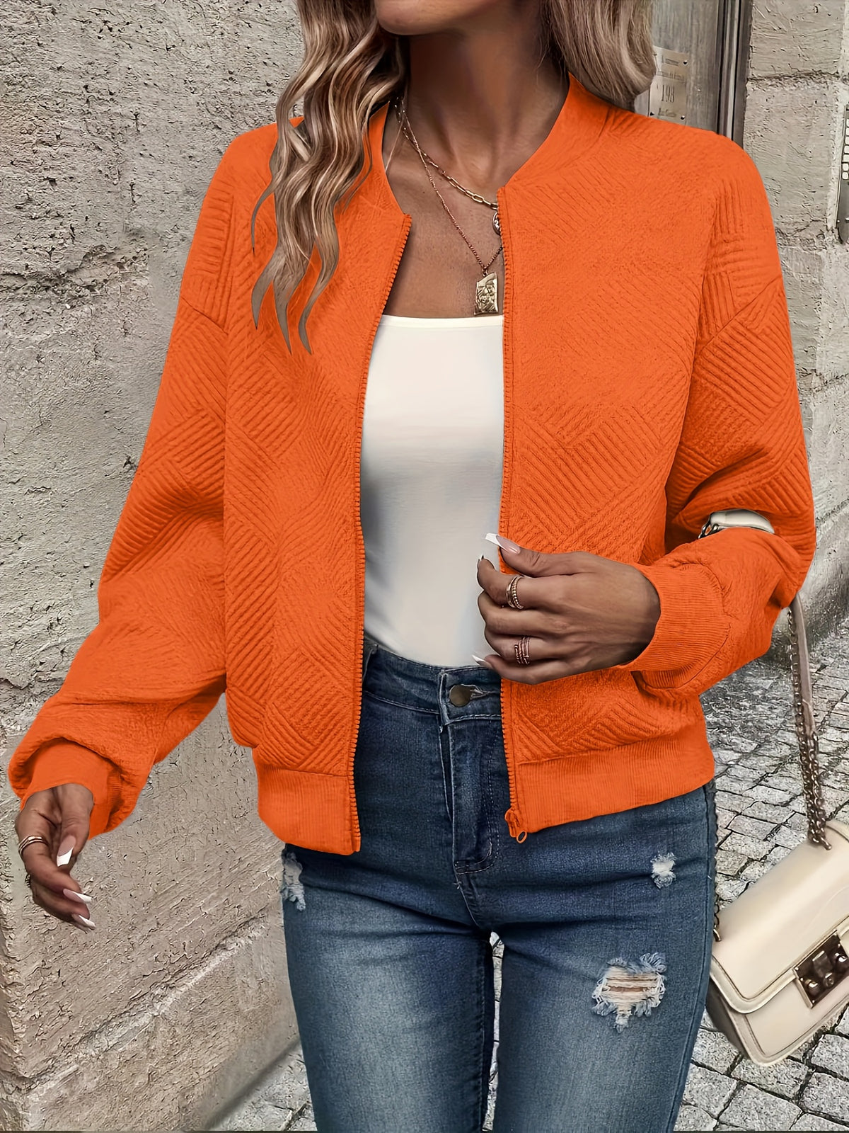 Élise™ Textured Zip Cardigan Jacket