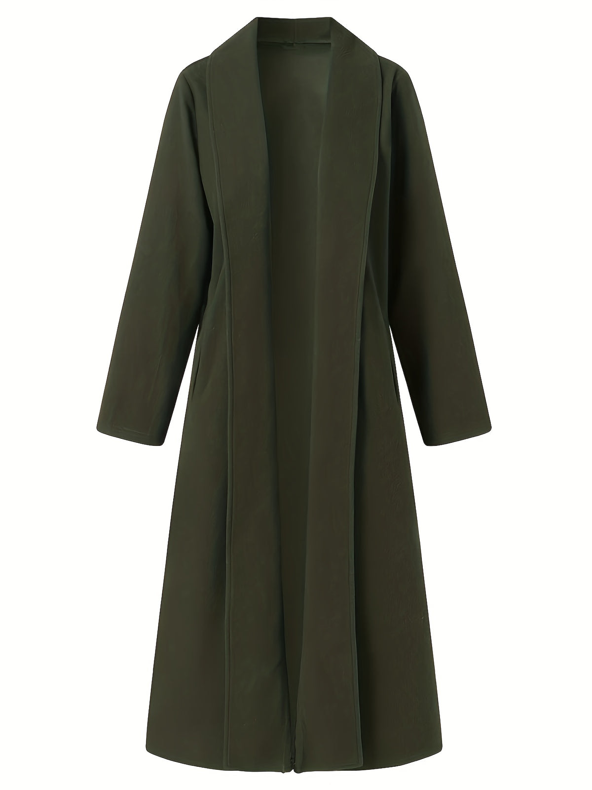 Florence – Long Open-Front Wrap Coat in Forest Green