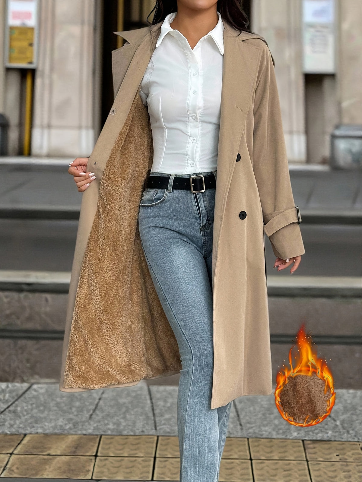 Eloise – Fleece-Lined Belted Trench Coat