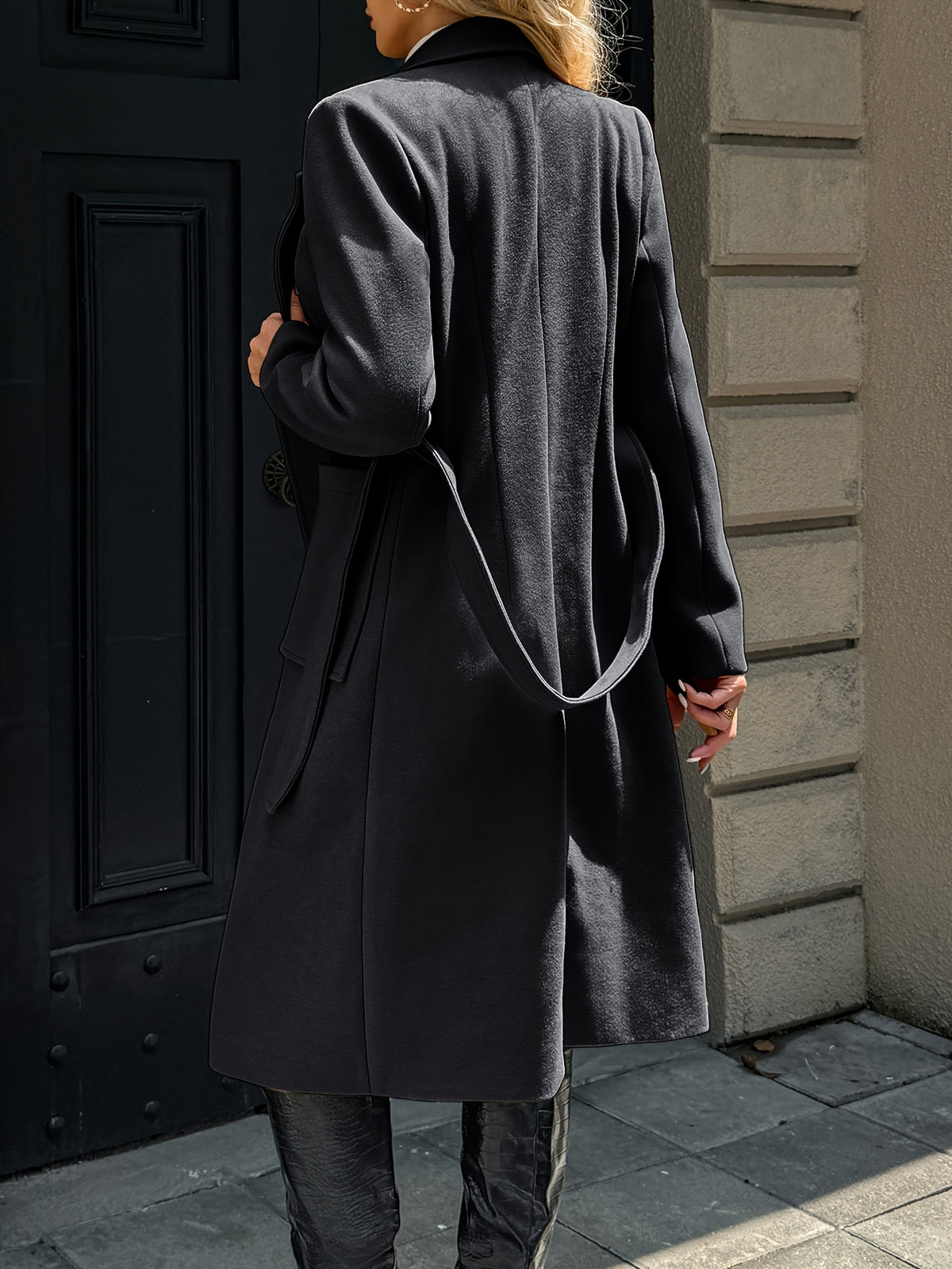 Camille – Belted Long Wrap Coat with Patch Pockets