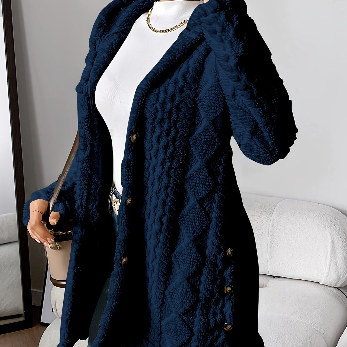 Margaux™ Jacquard Plush Hooded Cardigan