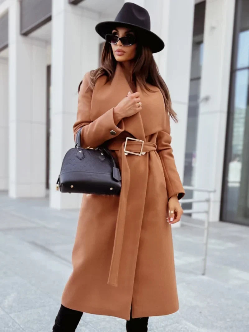 Chic Wool Coat – Belted Wrap Design for Effortless Winter Style